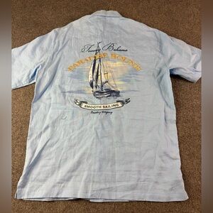 Tommy Bahama Mens 100% Linen Short Sleeve Paradise Bound Shirt Size L Blue